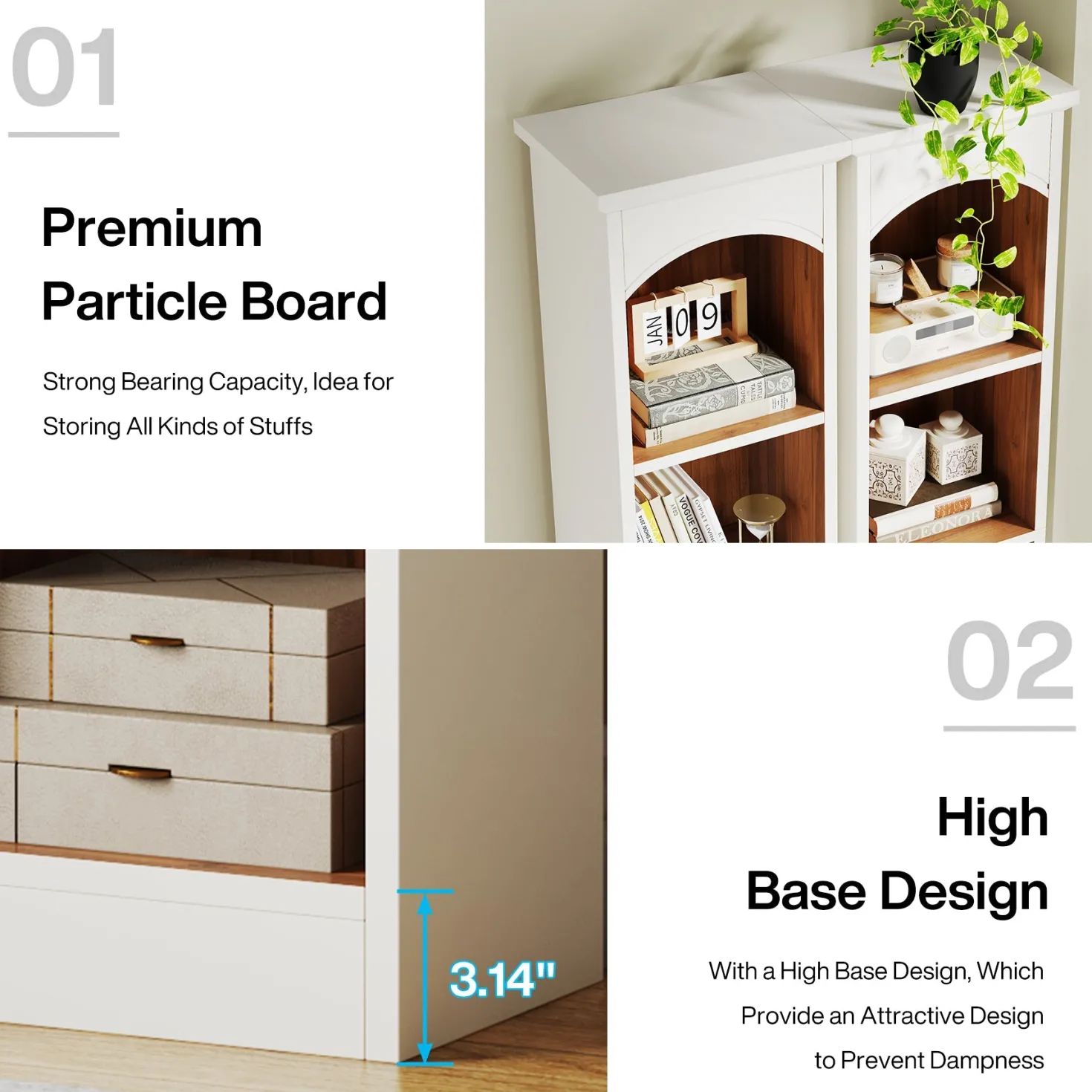 70.9" Narrow Bookcase, 5-Tier Cube Bookshelf Display Rack with Storage