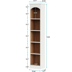 70.9" Narrow Bookcase, 5-Tier Cube Bookshelf Display Rack with Storage