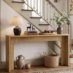 63" Narrow Console Table, Modern Minimalist Wood Entryway Table with Sturdy Base for Hallway & Behind Sofa