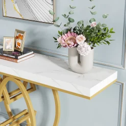55" Narrow Console Table, Modern Sofa Accent Table for Hallway