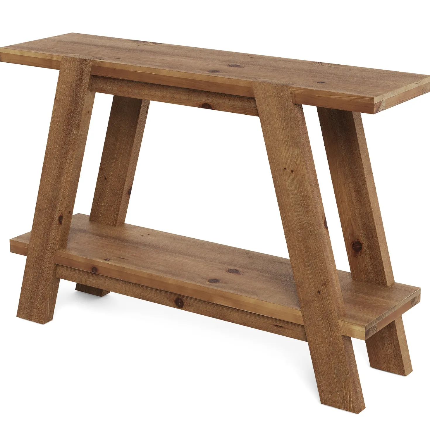 43" Narrow Console Table, 2-Tier Solid Wood Sofa Entryway Table