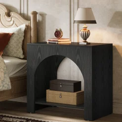 27" Nightstand, Farmhouse Bedside Table with Storage