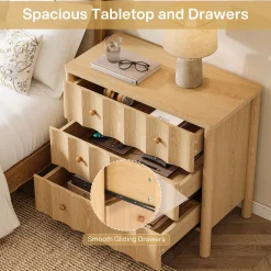 31.5" Nightstand, Modern Oversized Bedside Table with 3 Drawers