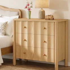 31.5" Nightstand, Modern Oversized Bedside Table with 3 Drawers