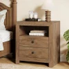 23.6" Nightstand, Rustic Bedside Table with 2 Storage Drawers