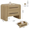 27.55" Nightstand with 2 Drawers, Modern Curved Bedside Table with Storage