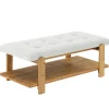 47.24" Ottoman Coffee Table, Rectangle Large Footrest Ottoman with Solid Frame and Storage Shelf