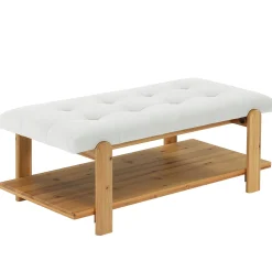 47.24" Ottoman Coffee Table, Rectangle Large Footrest Ottoman with Solid Frame and Storage Shelf