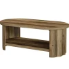 47.24" Oval Coffee Table, 2-Tier Accent Center Table with Storage Shelf for Living Room