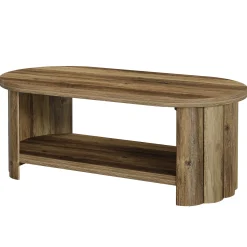 47.24" Oval Coffee Table, 2-Tier Accent Center Table with Storage Shelf for Living Room