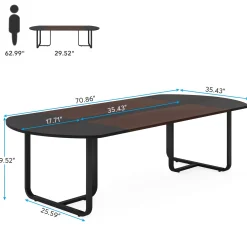 70.86" Oval Dining Table, Modern Kitchen Table for for 6-8 People