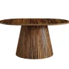 59" Oval Dining Table, Wooden Kitchen Dinner Table with Heavy Pedestal for 4-6 People