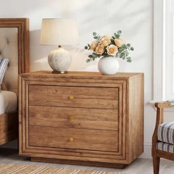 31.5" Oversized Nightstand, Farmhouse Bedside Table with 3 Drawers
