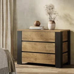 36" Oversized Nightstand, Large Bedside Table with 3 Drawers Storage