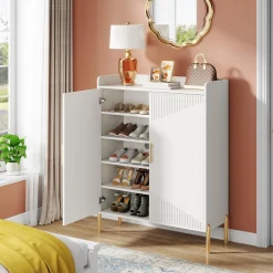 30 Pairs Shoe Cabinet, 6-Tier Modern Shoes Rack Organizer with Doors