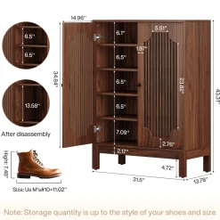 20 Pairs Shoe Cabinet, 6-Tier Shoe Storage Organizer with Adjustable Shelves