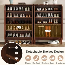 20 Pairs Shoe Cabinet, 6-Tier Shoe Storage Organizer with Adjustable Shelves