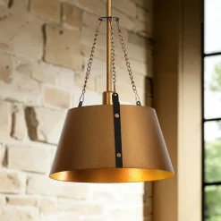 11.6" Pendant Lights, 1-Light Industrial Drum Chandelier with Adjustable Height