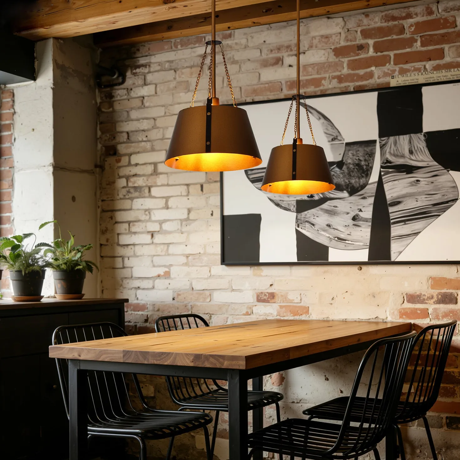 11.6" Pendant Lights, 1-Light Industrial Drum Chandelier with Adjustable Height