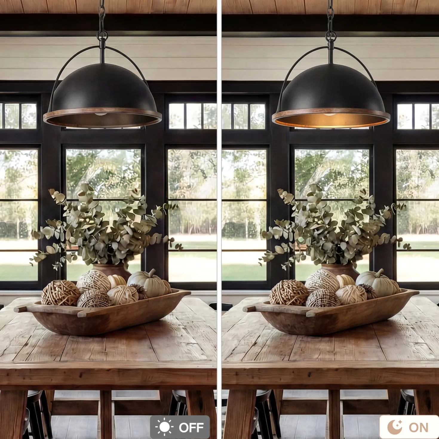 13" Pendant Lights, 1-Light Industrial Ceiling Lights With Adjustable Height