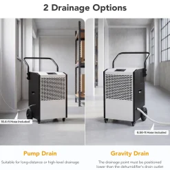 240 Pints Commercial Dehumidifier with Pump & Drain Hose for Up to 8000 Sq. Ft Large Spaces, Auto Defrost