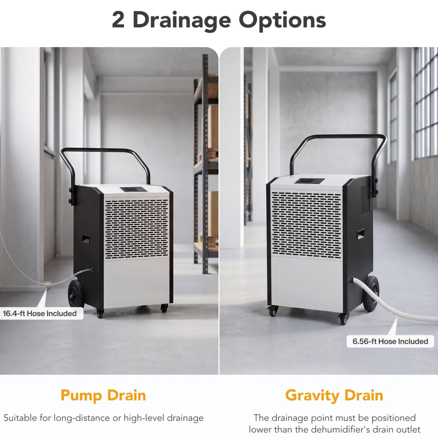 240 Pints Commercial Dehumidifier with Pump & Drain Hose for Up to 8000 Sq. Ft Large Spaces, Auto Defrost