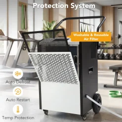 240 Pints Commercial Dehumidifier with Pump & Drain Hose for Up to 8000 Sq. Ft Large Spaces, Auto Defrost