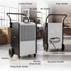 240 Pints Commercial Dehumidifier with Pump & Drain Hose for Up to 8000 Sq. Ft Large Spaces, Auto Defrost