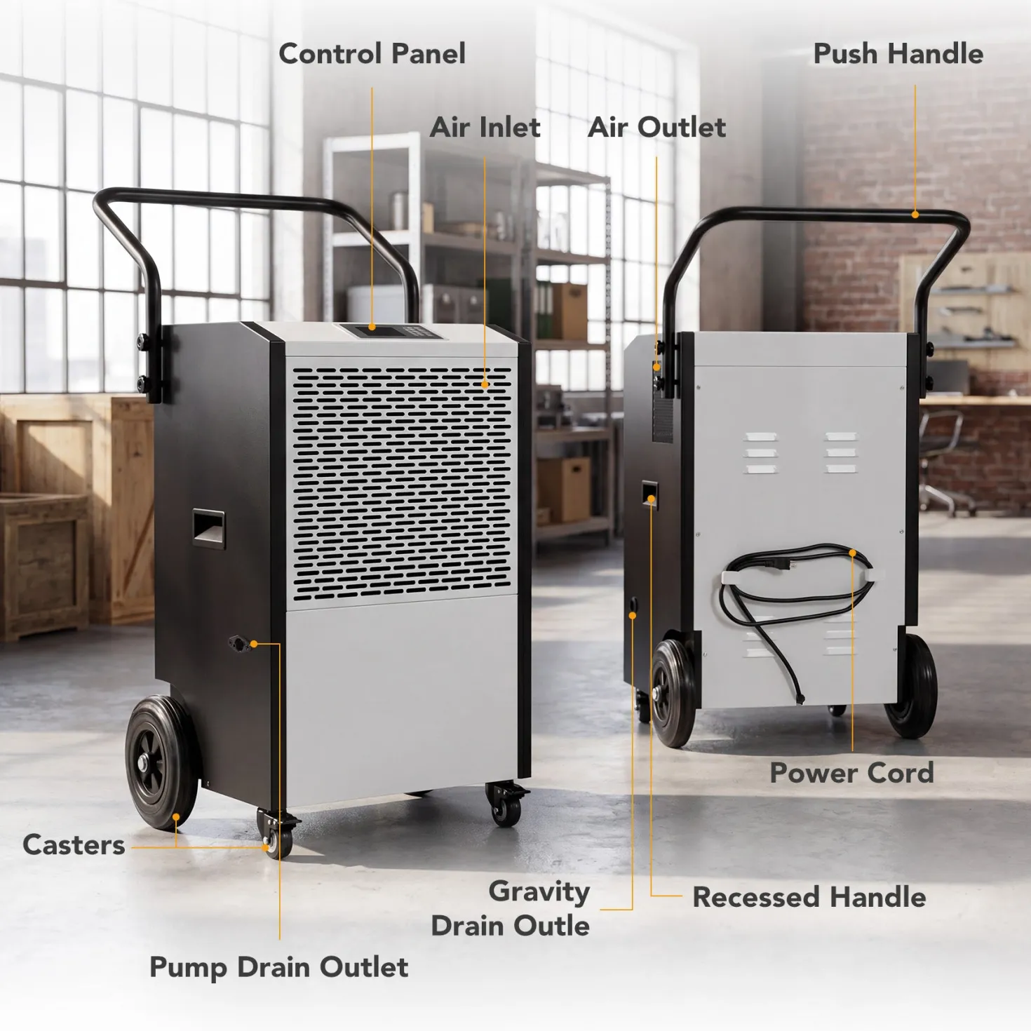240 Pints Commercial Dehumidifier with Pump & Drain Hose for Up to 8000 Sq. Ft Large Spaces, Auto Defrost