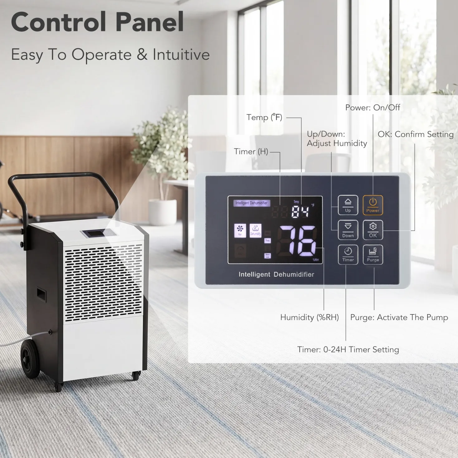 240 Pints Commercial Dehumidifier with Pump & Drain Hose for Up to 8000 Sq. Ft Large Spaces, Auto Defrost