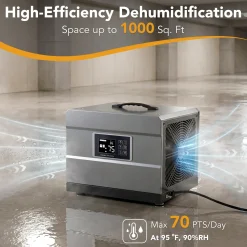 70 Pints Commercial Dehumidifier with Pump & Drain Hose for 1000 Sq. Ft, Auto Defrost, Washable Filter