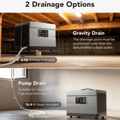 70 Pints Commercial Dehumidifier with Pump & Drain Hose for 1000 Sq. Ft, Auto Defrost, Washable Filter