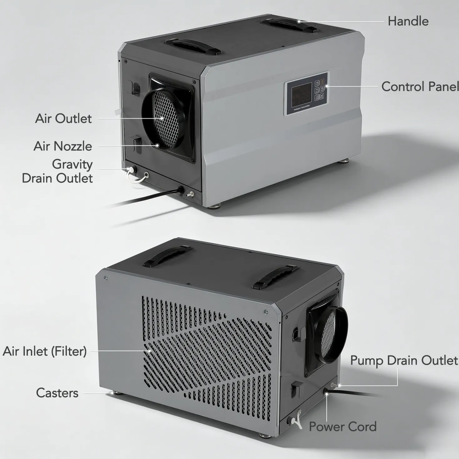 145 Pints Commercial Dehumidifier with Pump & Drain Hose for 1600 Sq. Ft, Auto Defrost, Washable Filter