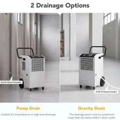 154 Pints Commercial Dehumidifier with Pump & Drain Hose for Up to 7000 Sq. Ft Large Spaces, Auto Defrost