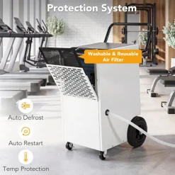 154 Pints Commercial Dehumidifier with Pump & Drain Hose for Up to 7000 Sq. Ft Large Spaces, Auto Defrost