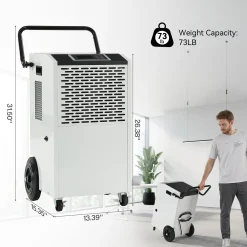 154 Pints Commercial Dehumidifier with Pump & Drain Hose for Up to 7000 Sq. Ft Large Spaces, Auto Defrost