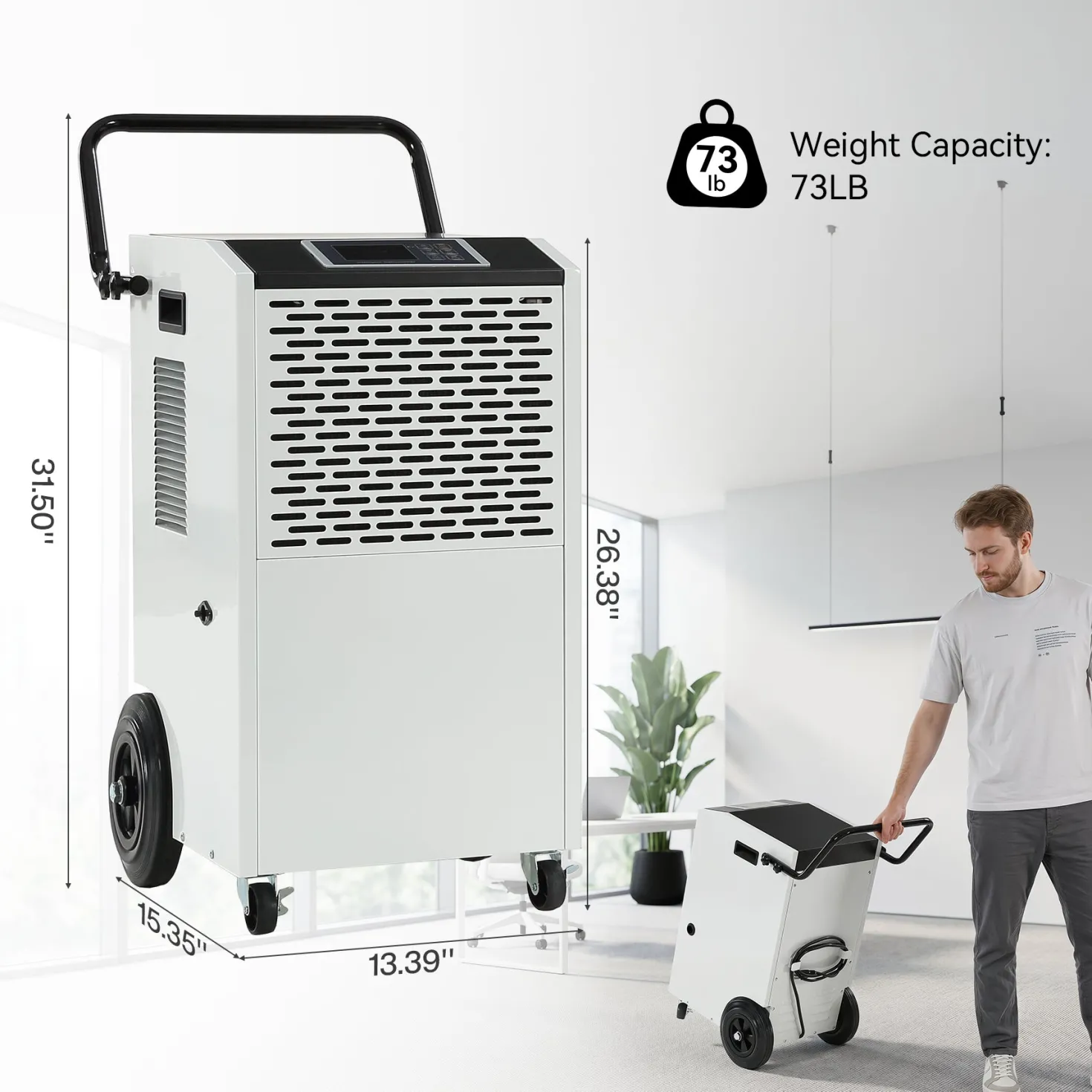 154 Pints Commercial Dehumidifier with Pump & Drain Hose for Up to 7000 Sq. Ft Large Spaces, Auto Defrost