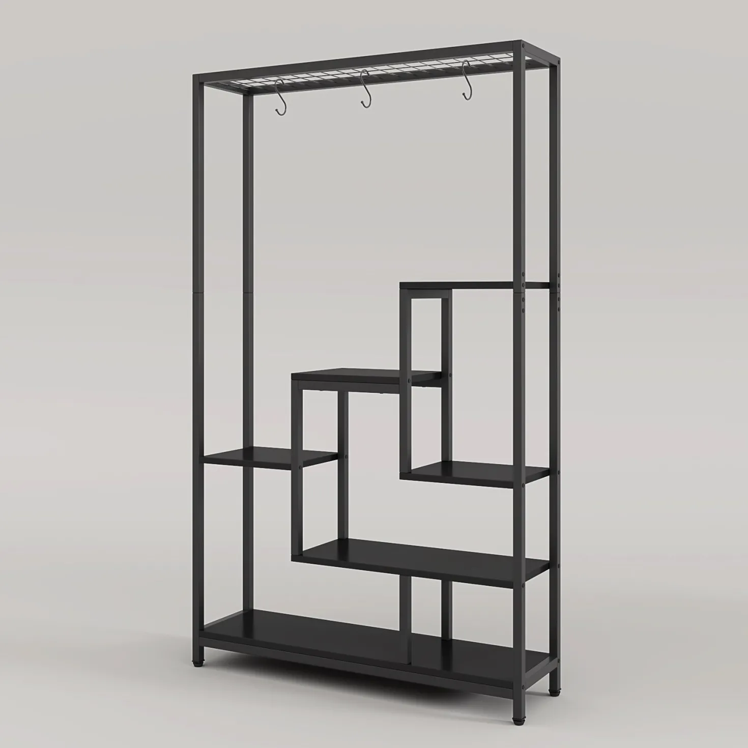 70.9" Plant Stand, Large Flower Bonsai Shelf with 6 S Hanging Hooks