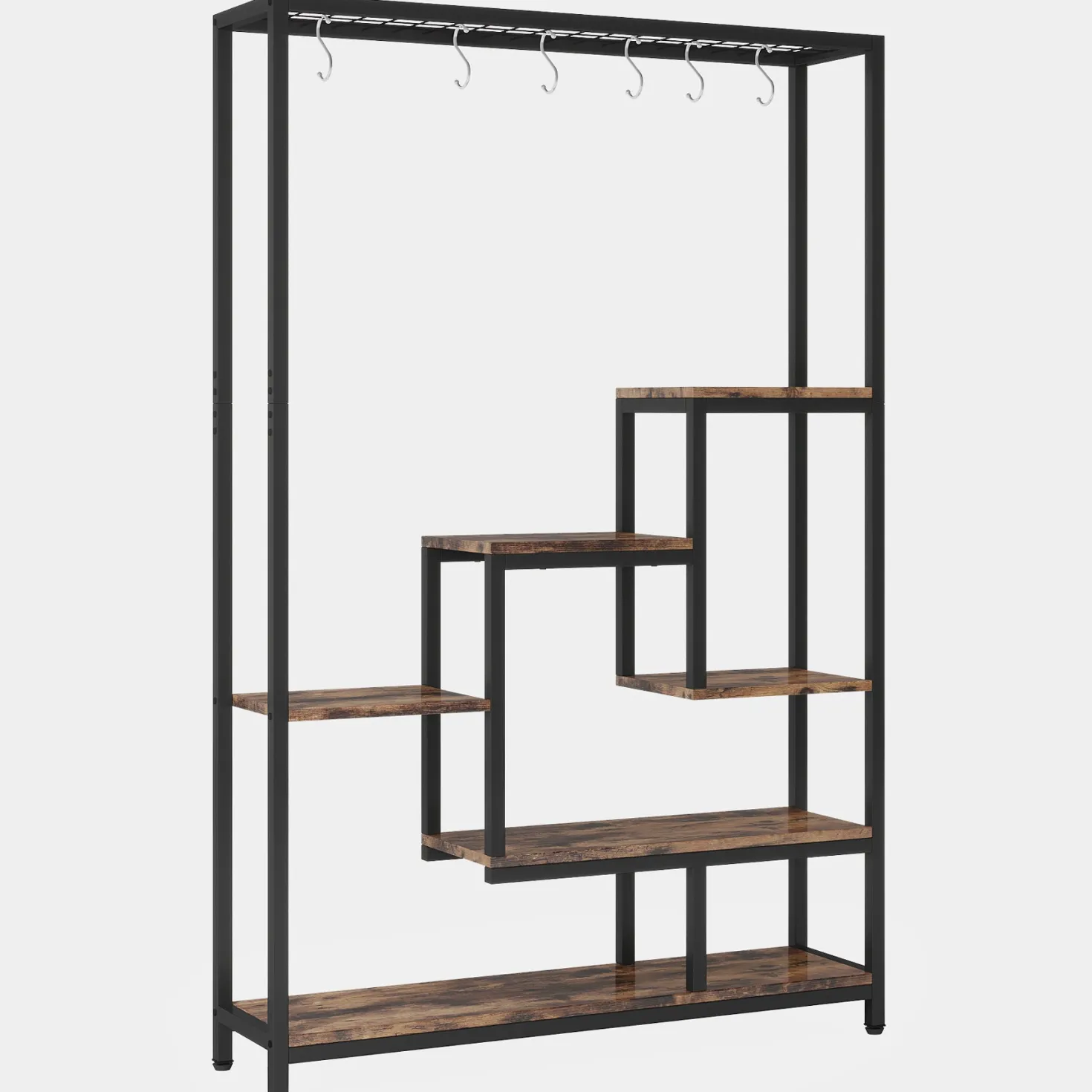 70.9" Plant Stand, Large Flower Bonsai Shelf with 6 S Hanging Hooks