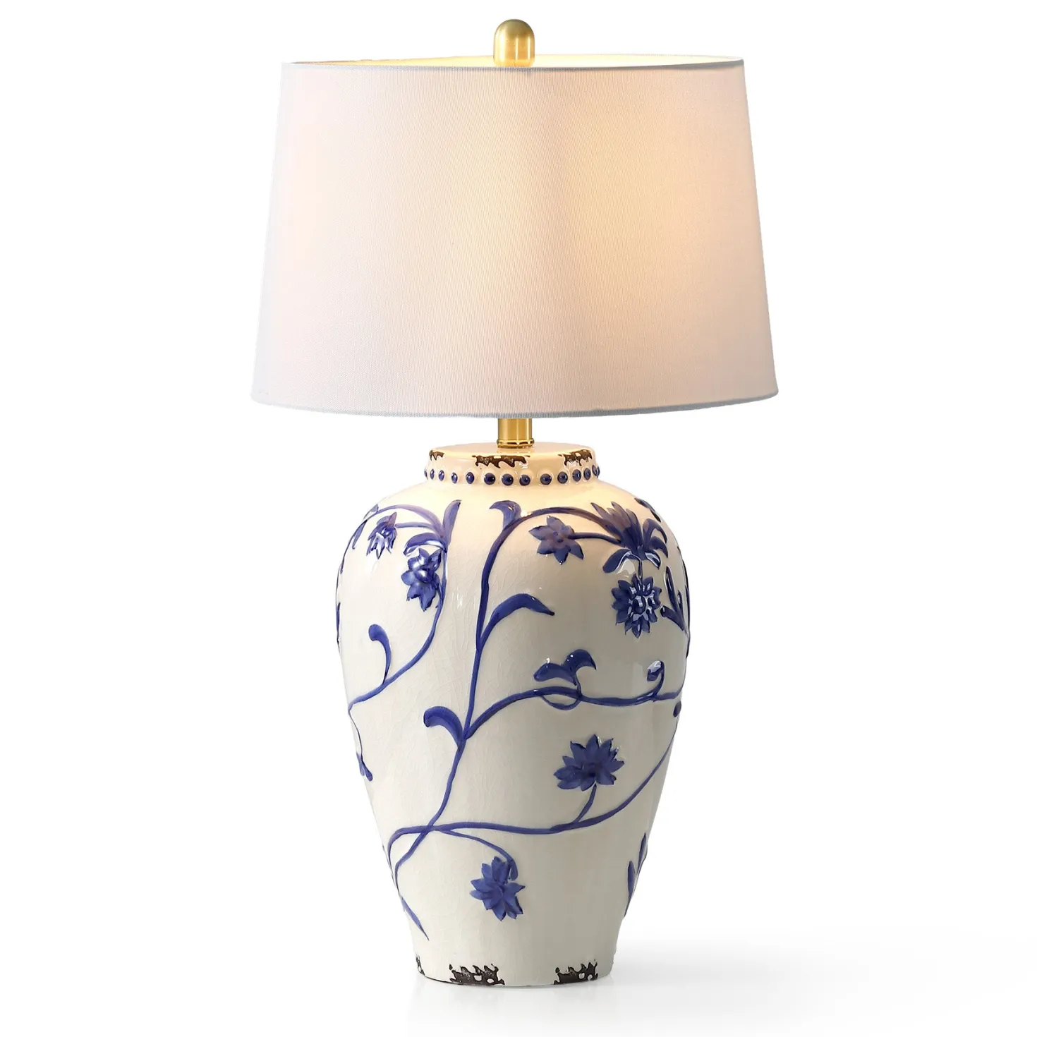 26" Porcelain Table Lamp, Lighting Fixtures with Patterned Decorative Bases