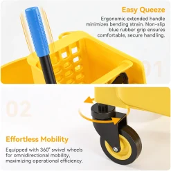 38 Qt Commercial Mop Bucket Set with Wringer, String Mop, Mop Head Refill, Gloves & Caution Sign