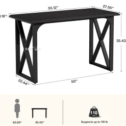 55" Rectangle Bar Table, Counter Height Pub Table for Dining Room, Kitchen