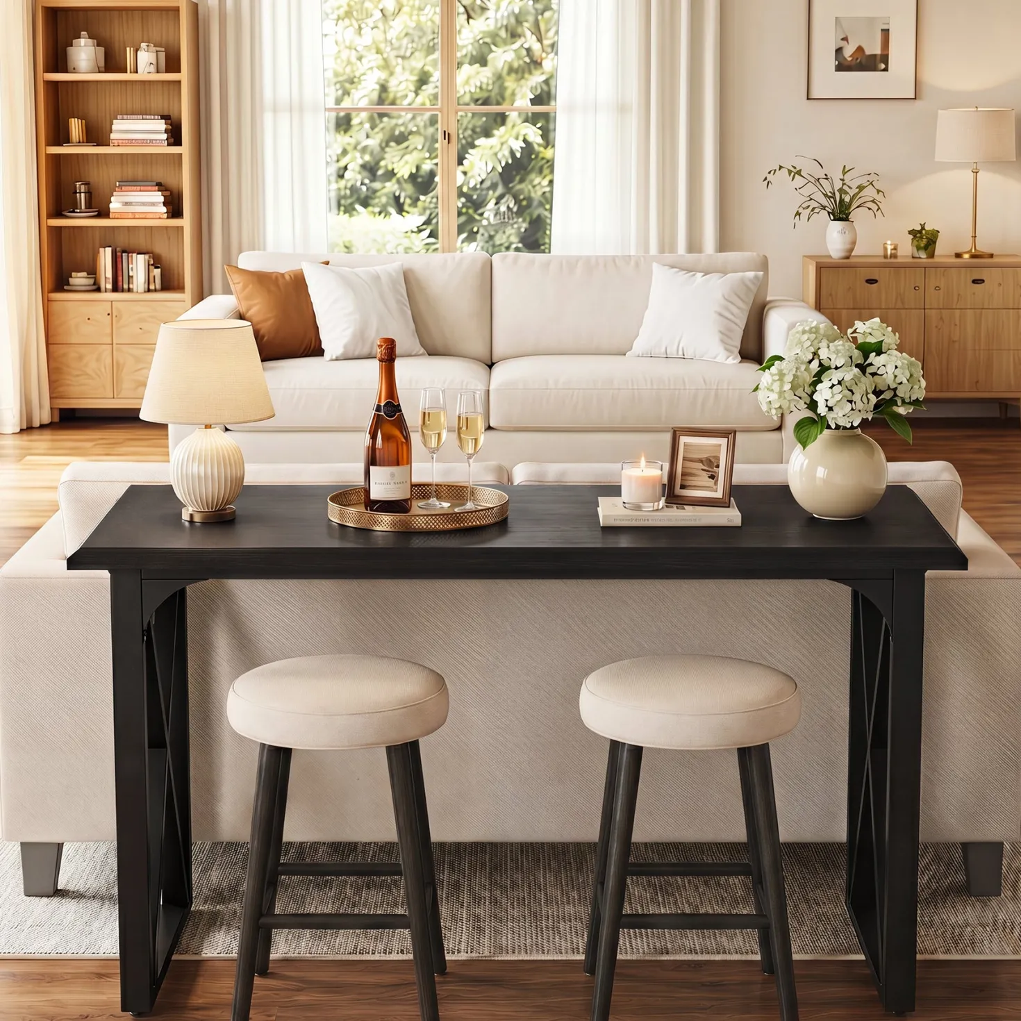 55" Rectangle Bar Table, Counter Height Pub Table for Dining Room, Kitchen