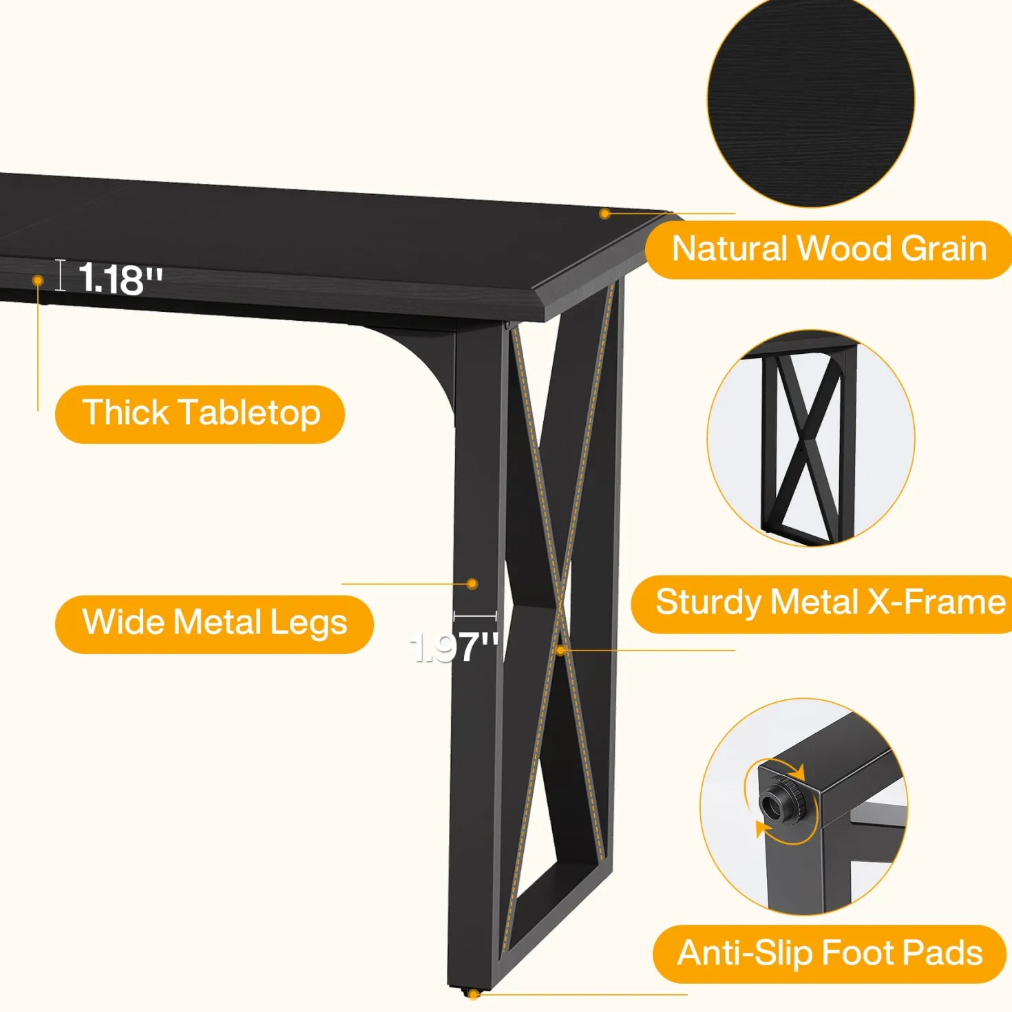 55" Rectangle Bar Table, Counter Height Pub Table for Dining Room, Kitchen