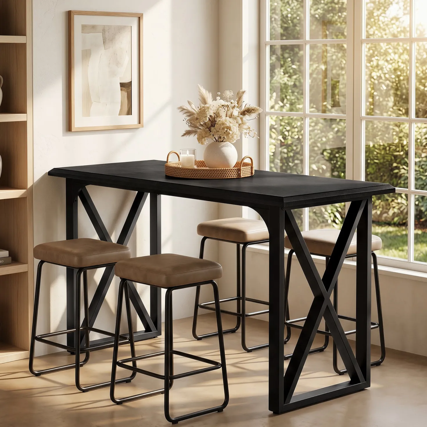 55" Rectangle Bar Table, Counter Height Pub Table for Dining Room, Kitchen