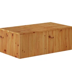47" Rectangle Coffee Table, Solid Wood Center Table with Natural Wood Grain
