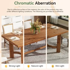 63" Rectangle Dining Table, Solid Wood Farmhouse Kitchen Table for 4-6