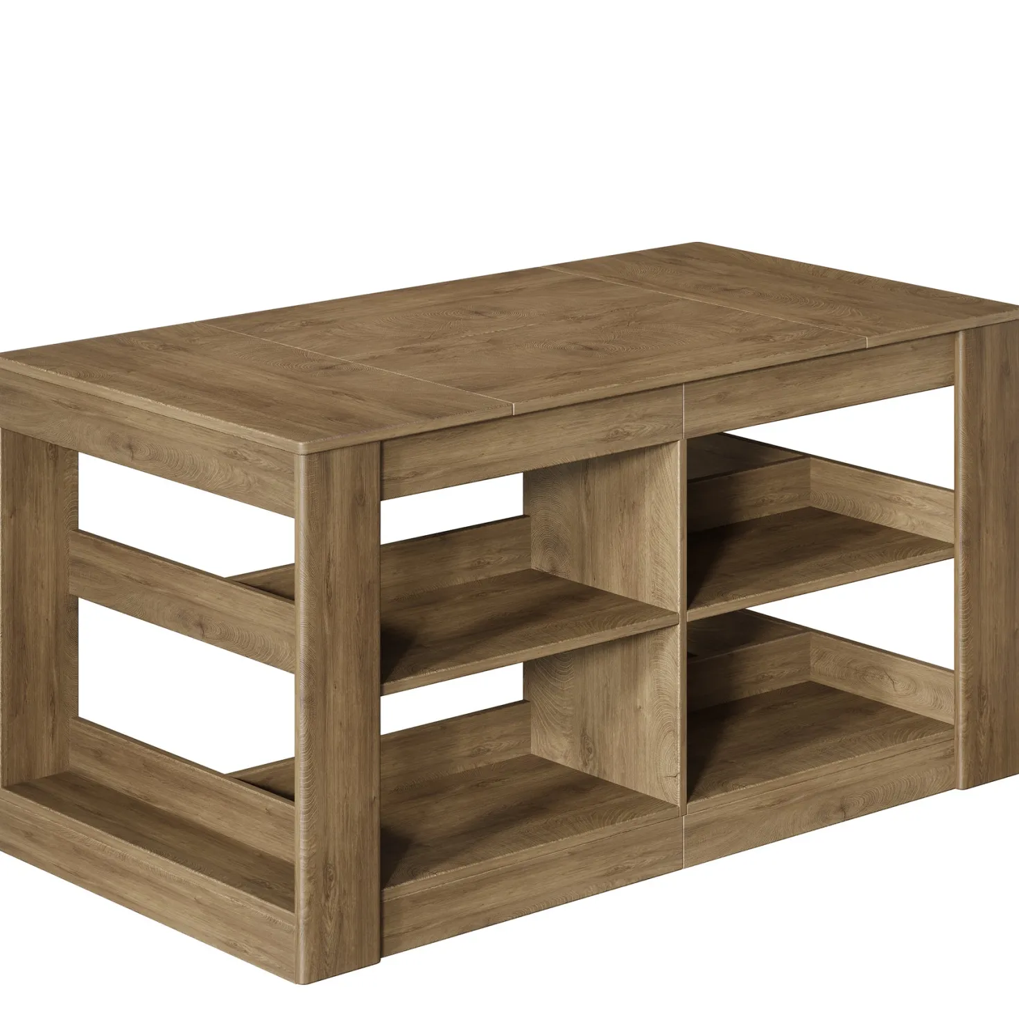 63" Rectangular Bar Table, Counter Height Pub Table with Storage Shelves for Home Bar