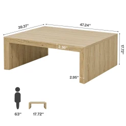47" Rectangular Coffee Table with Spacious Top, Farmhouse Center Table for Living Room