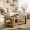 47.24" Rectangular Coffee Table with 2-Tier Storage, Wood Center Table for Living Room